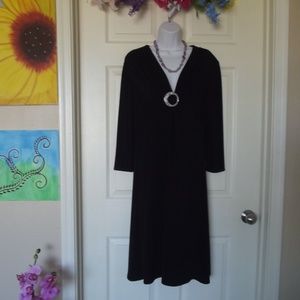 S.L. Fashion Black Long Sleeve Dress with Jewel